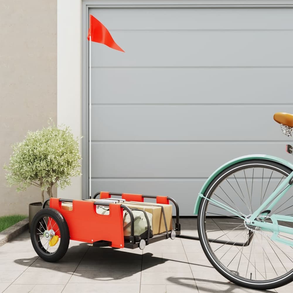 Bike Trailer Oxford Fabric and Iron Height 33 cm Orange 122 cm 53 cm