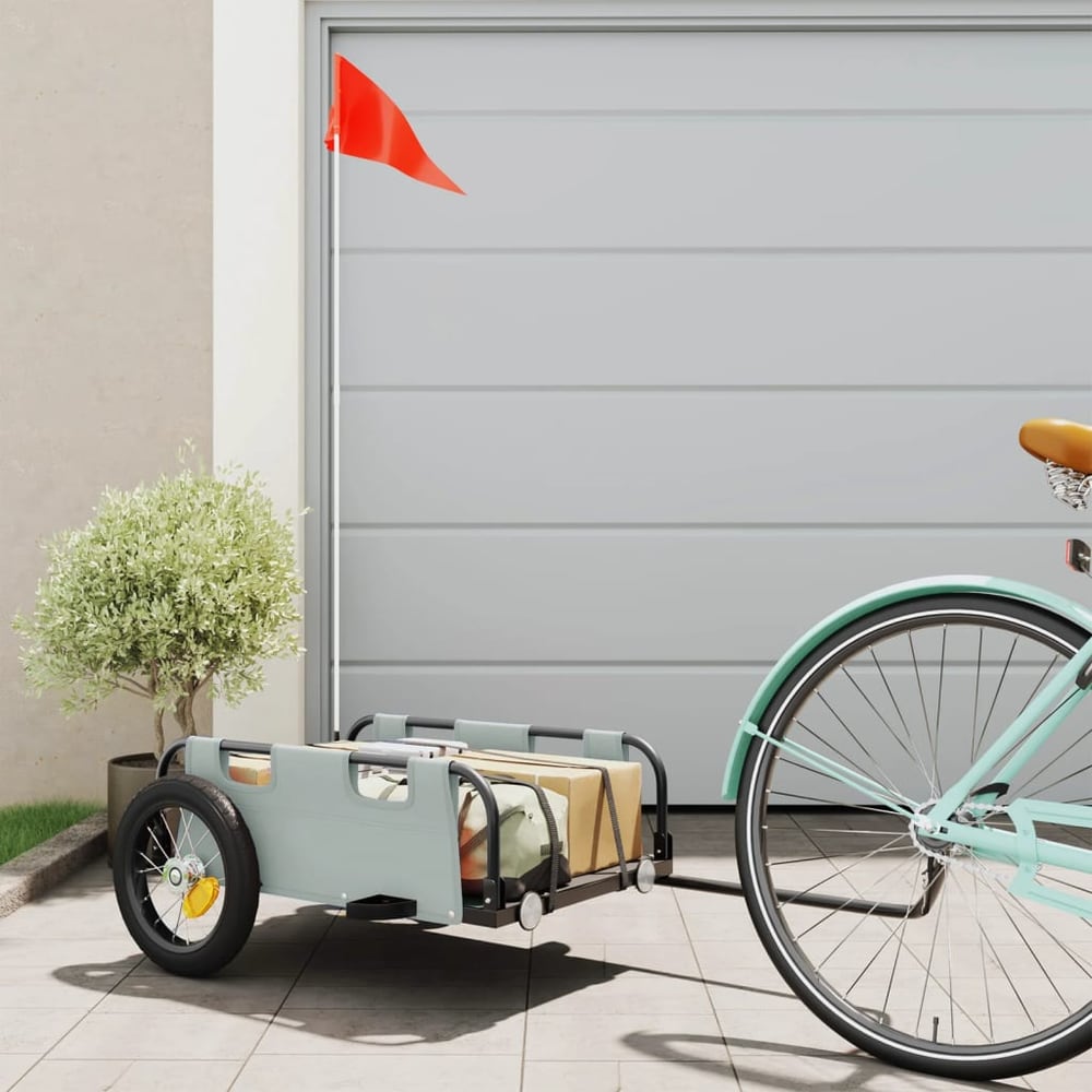 Bike Trailer Oxford Fabric and Iron Height 33 cm Grey 122 cm 53 cm