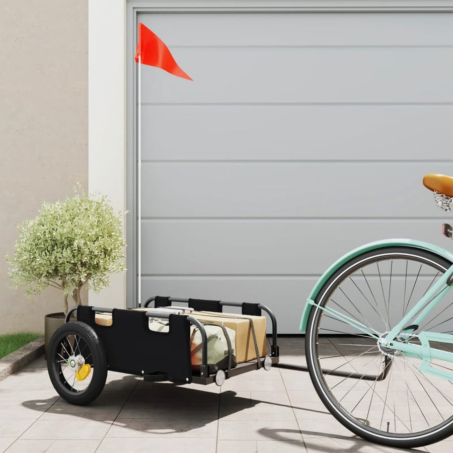 Bike Trailer Oxford Fabric and Iron Height 33 cm Black 122 cm 53 cm