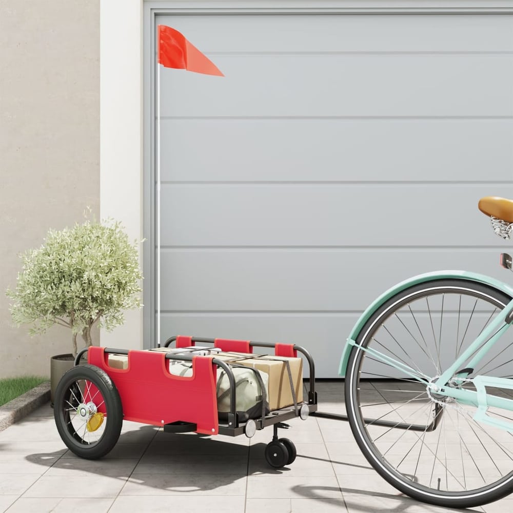 Bike Trailer Oxford Fabric and Iron Height 33 cm Red 123 cm 52.5 cm
