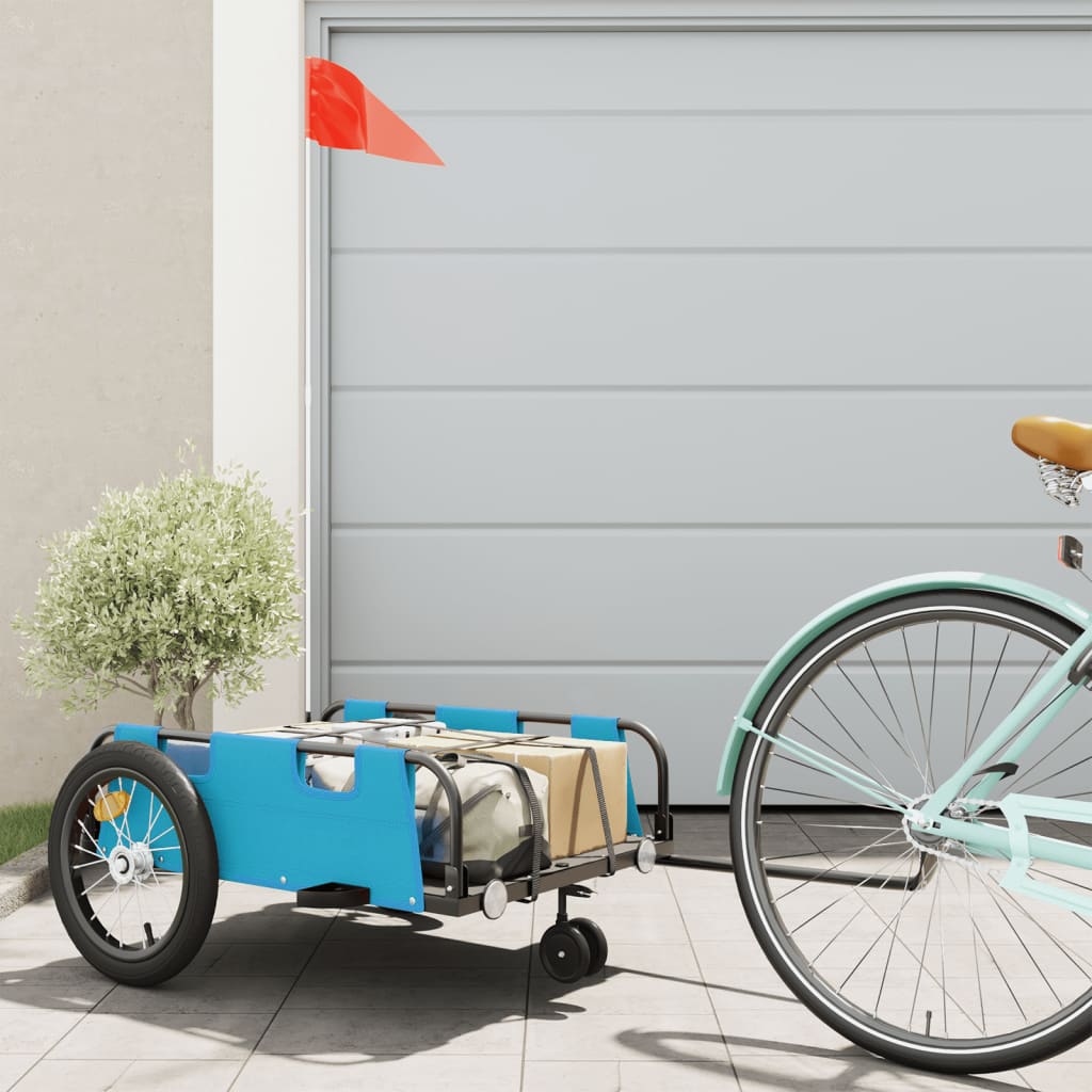 vidaXL Bike Trailer Blue Oxford Fabric and Iron 1