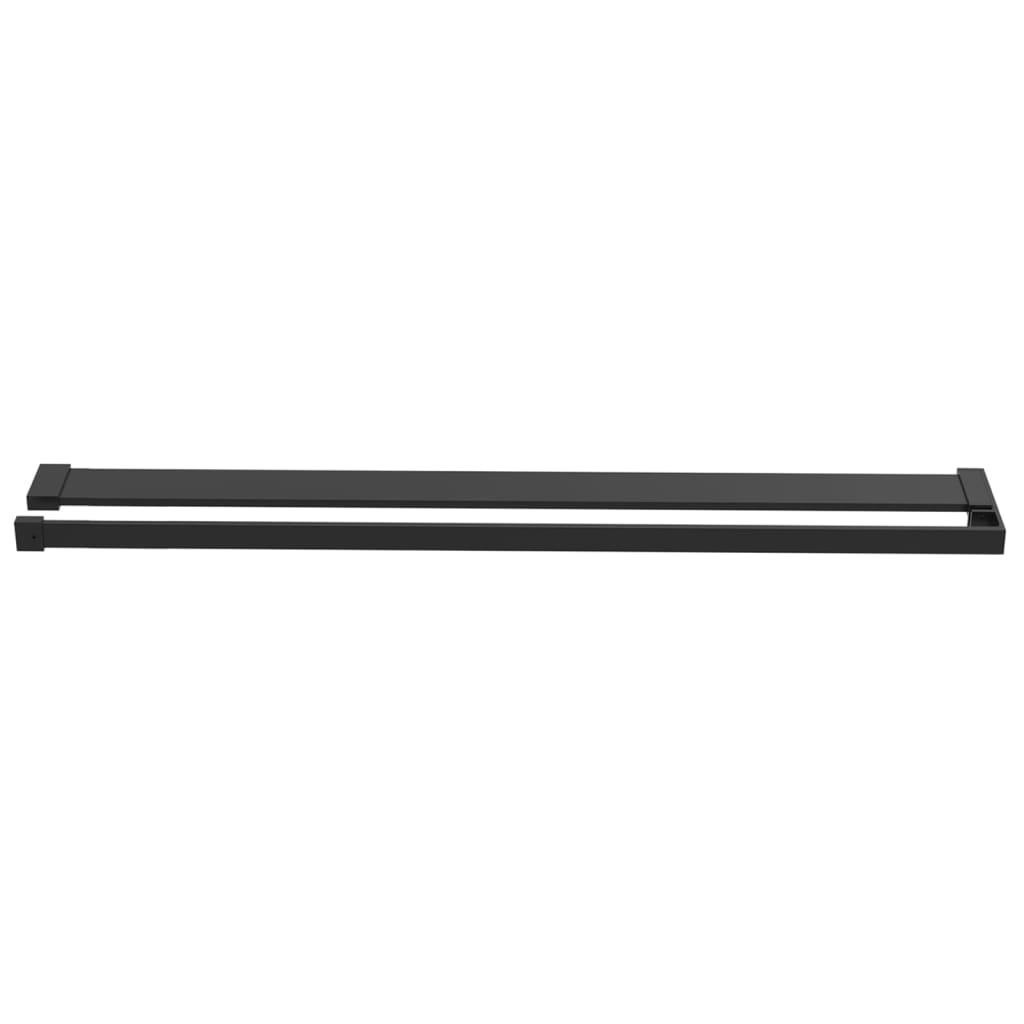 Walk-in Shower Wall with Shelf Black 2x2 Grids Transparent 80 cm 195 cm