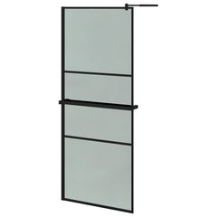 Walk-in Shower Wall with Shelf Black 80 x 195 cm Black