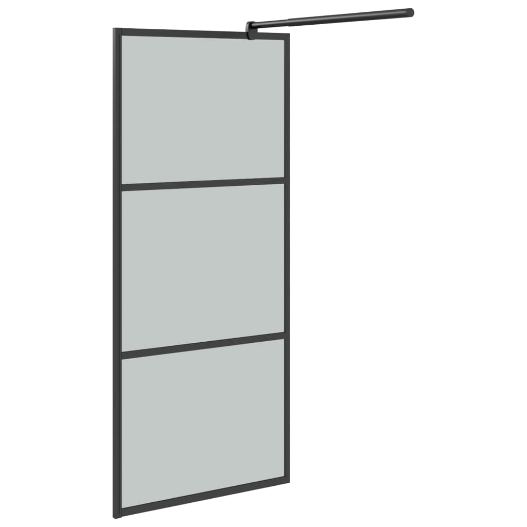 Walk-in Shower Wall with Shelf Black 80 x 195 cm Black