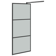 Walk-in Shower Wall with Shelf Black 80 x 195 cm Black