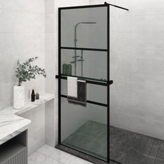Walk-in Shower Wall with Shelf Black 80 x 195 cm Black