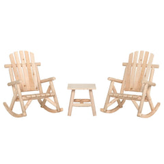 3 Piece Garden Lounge Set Solid Wood Spruce Natural 2x armchair + table