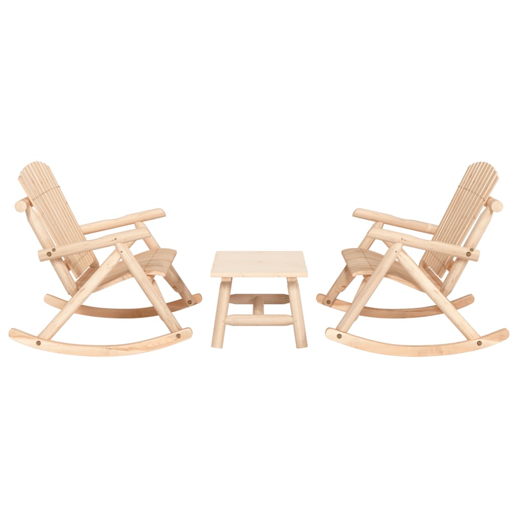 3 Piece Garden Lounge Set Solid Wood Spruce Natural Table + 2x bench