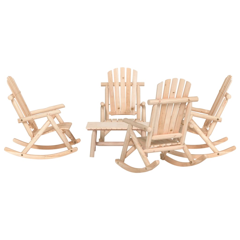 3 Piece Garden Lounge Set Solid Wood Spruce Natural 4x armchair + table