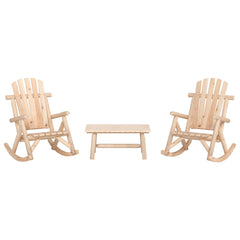 3 Piece Garden Lounge Set Solid Wood Spruce Natural Table + 2x armchair