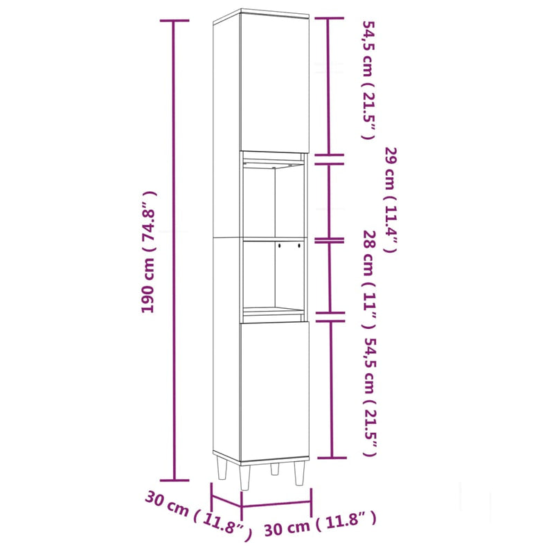 Juego de gabinetes de baño de 3 piezas de madera de ingeniería negra