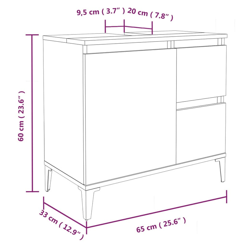 Juego de gabinetes de baño de 3 piezas de madera de ingeniería negra