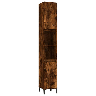 3 Piece Bathroom Cabinet Set Smoked Oak Engineered Wood