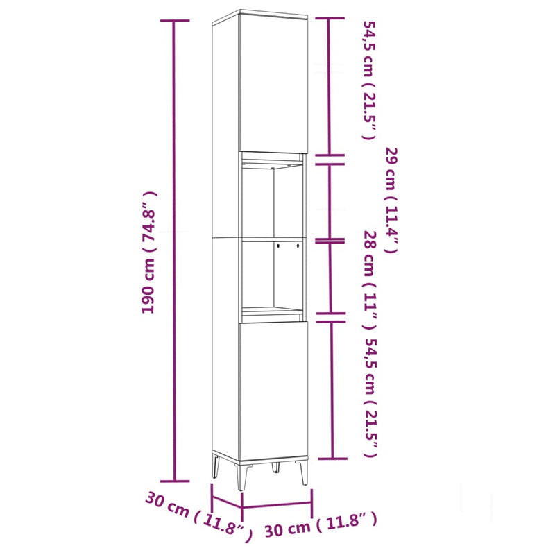 Juego de gabinetes de baño de 3 piezas de madera de ingeniería Sonoma gris