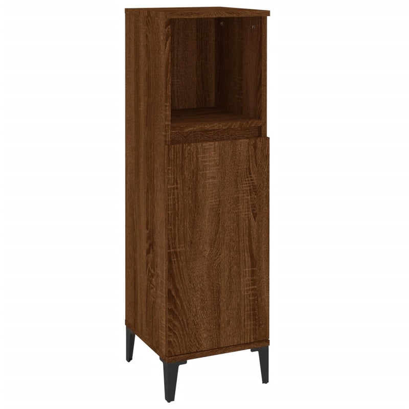 3 Piece Bathroom Furniture Set Brown Oak Engineered Wood