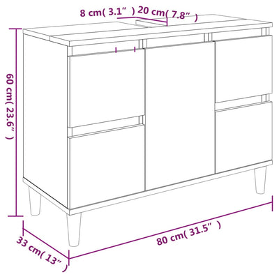 3 Piece Bathroom Furniture Set White Engineered Wood