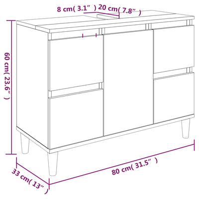 Juego de muebles de baño de 3 piezas de madera de ingeniería negra