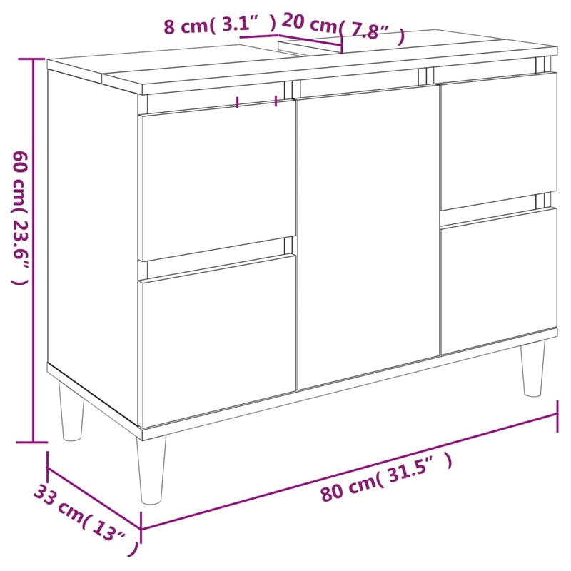 Juego de muebles de baño de 3 piezas de madera de ingeniería negra