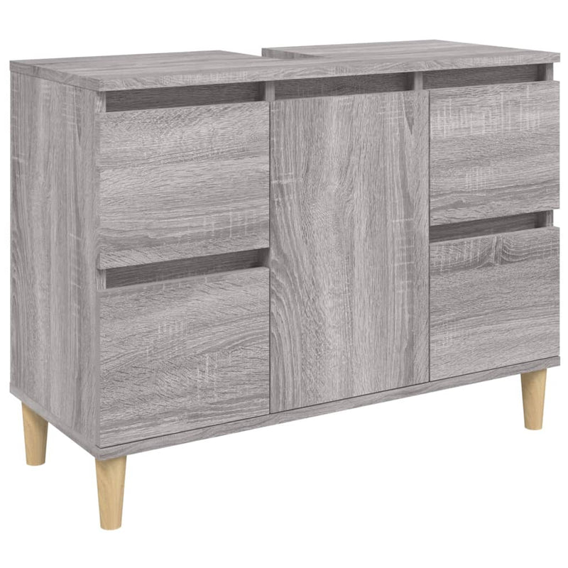 3 Piece Bathroom Furniture Set Grey Sonoma Engineered Wood