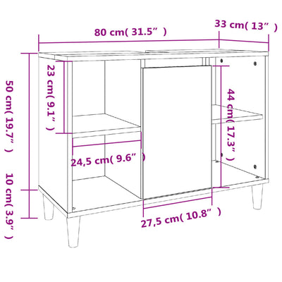 3 Piece Bathroom Furniture Set Black Engineered Wood