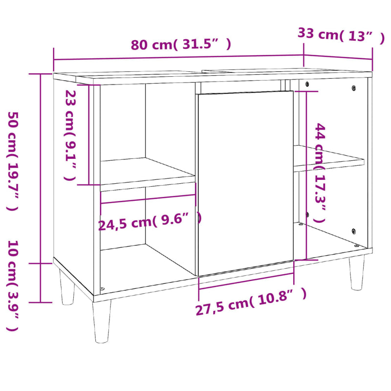 3 Piece Bathroom Furniture Set Sonoma Oak Engineered Wood