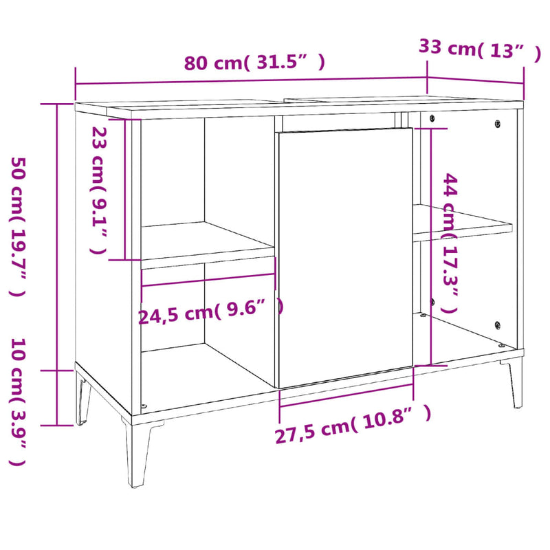 3 Piece Bathroom Furniture Set Black Engineered Wood