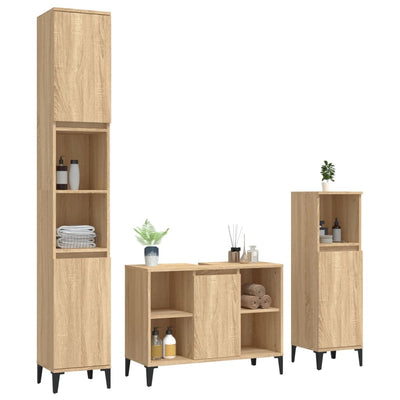 3 Piece Bathroom Furniture Set Sonoma Oak Engineered Wood