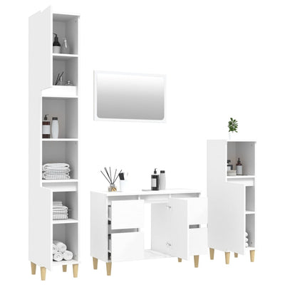 4 Piece Bathroom Furniture Set White Engineered Wood