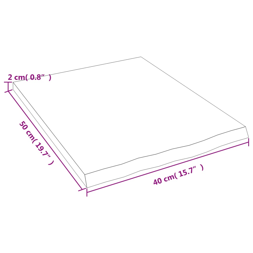vidaXL Bathroom Countertop 40x50x2 cm Untreated Solid Wood 6