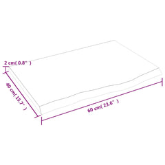 vidaXL Bathroom Countertop 60x40x2 cm Untreated Solid Wood 6