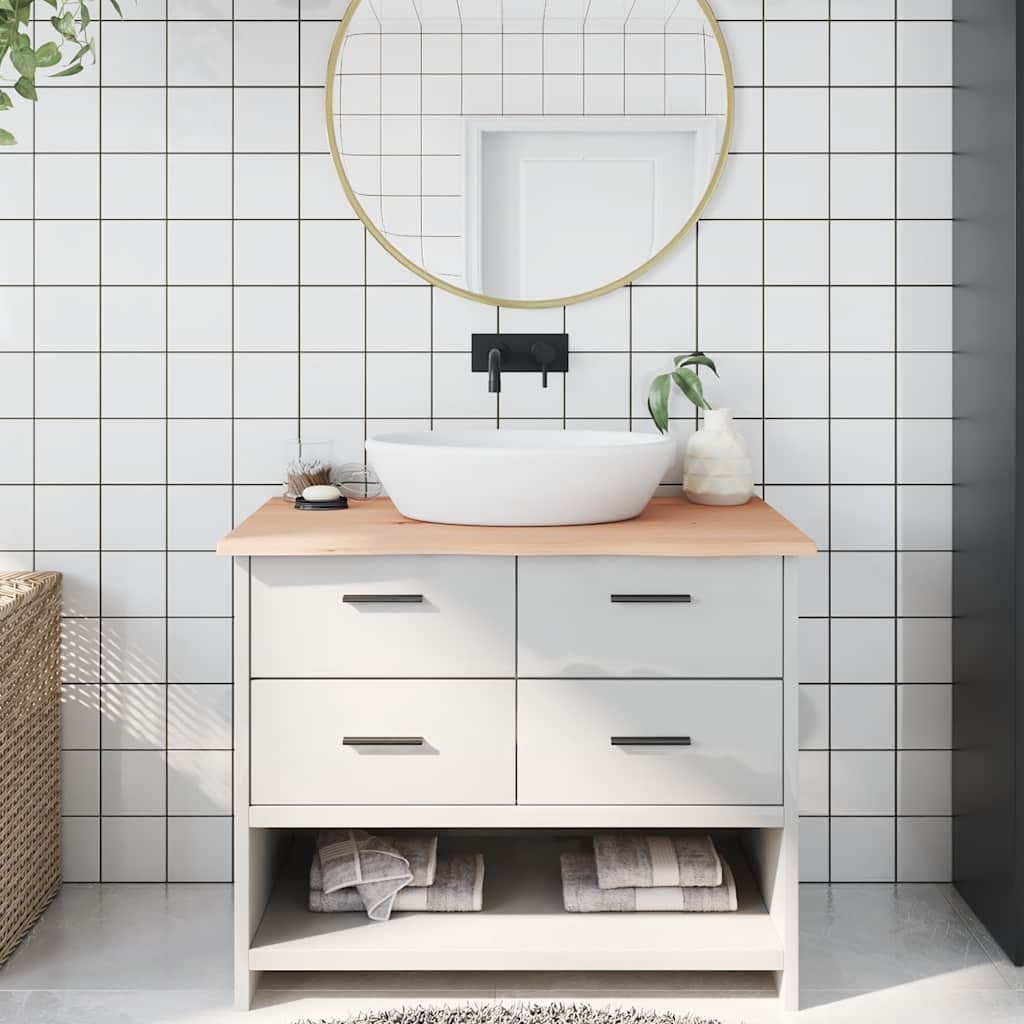 vidaXL Bathroom Countertop Untreated Solid Wood Natural Height 2 cm