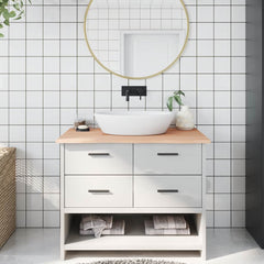 vidaXL Bathroom Countertop Untreated Solid Wood Natural Height 2 cm