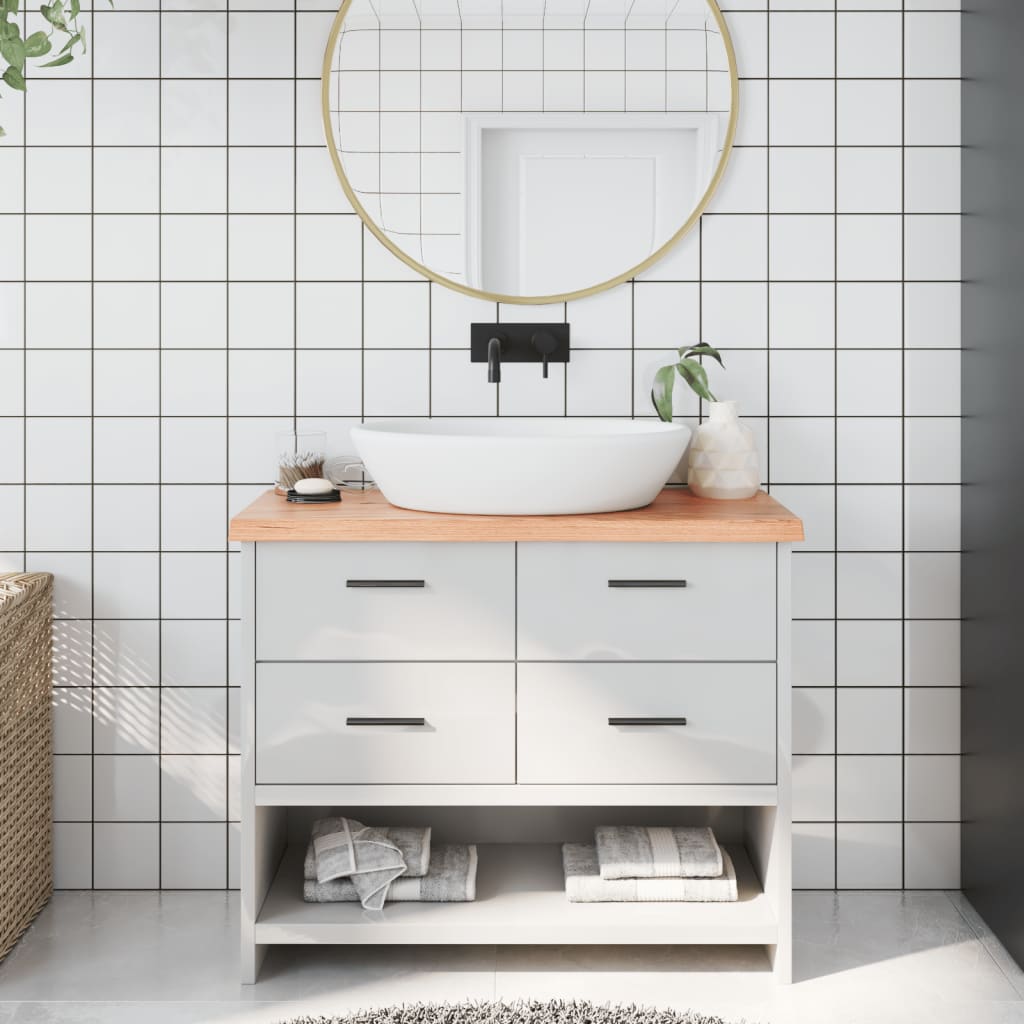 vidaXL Bathroom Countertop Light Brown 100x30x(2-4)cm Treated Solid Wood 1