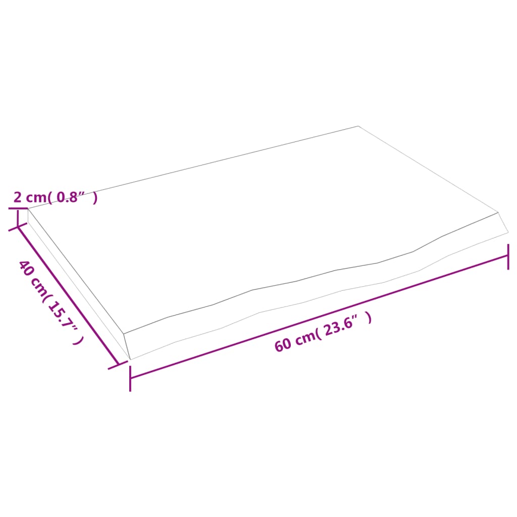 vidaXL Bathroom Countertop Dark Brown 60x40x2 cm Treated Solid Wood 6