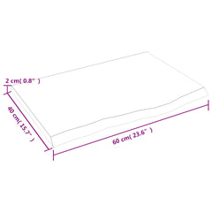 vidaXL Bathroom Countertop Dark Brown 60x40x2 cm Treated Solid Wood 6