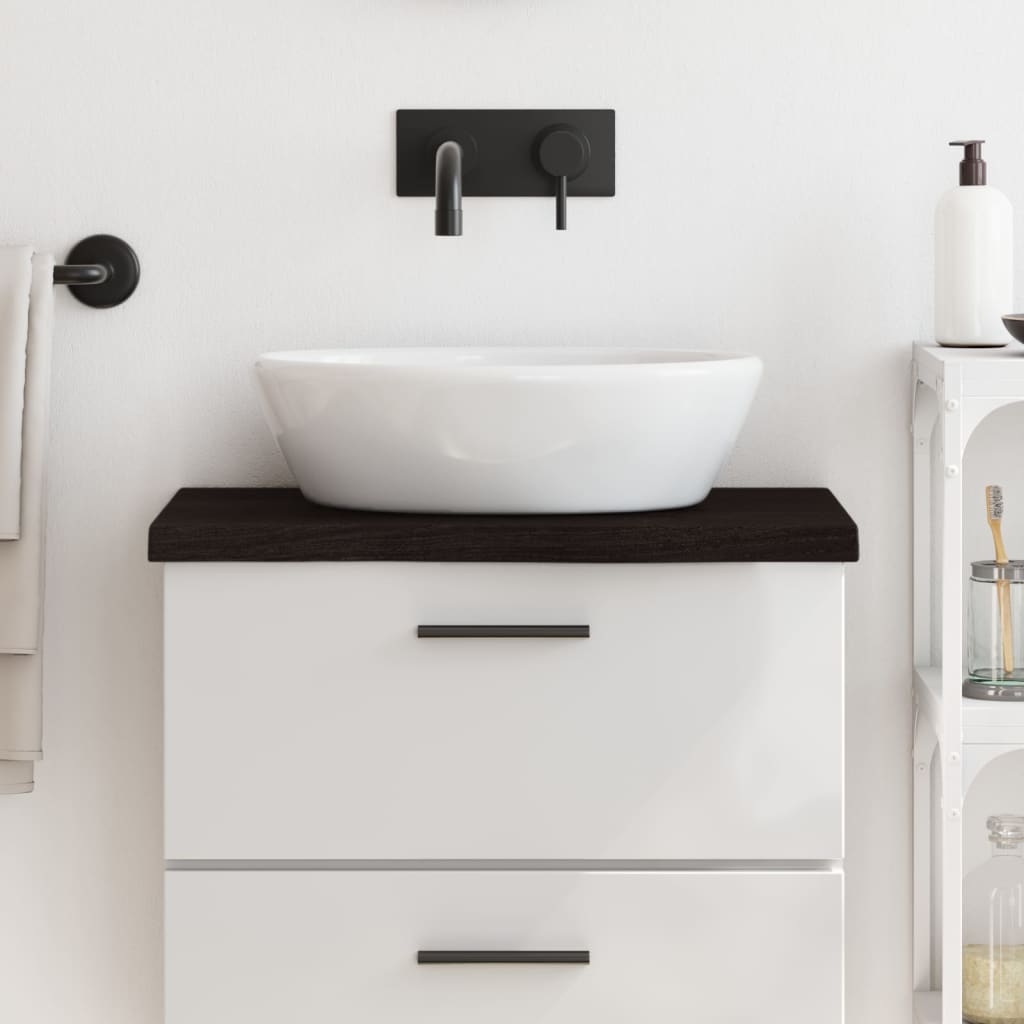 vidaXL Bathroom Countertop Dark Brown 60x40x(2-4) cm Treated Solid Wood 1