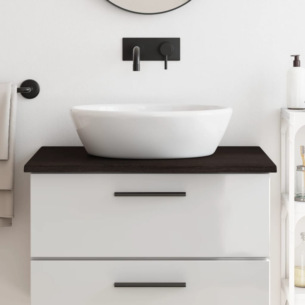 vidaXL Bathroom Countertop Treated Solid Wood Dark Brown Height 2 cm