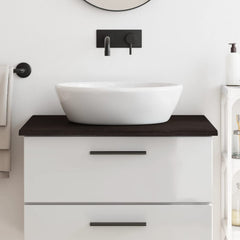 vidaXL Bathroom Countertop Treated Solid Wood Dark Brown Height 2 cm
