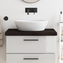 Bathroom Countertop 100x60x(2-6) Solid Wood Dark Brown 80 cm
