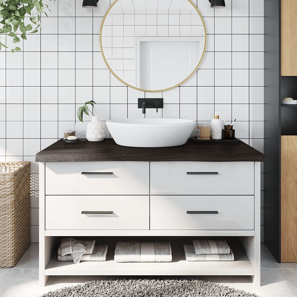 vidaXL Bathroom Countertop Dark Brown 100x50x(2-6) cm Treated Solid Wood 1
