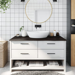vidaXL Bathroom Countertop Treated Solid Wood Dark Brown Height 2 cm