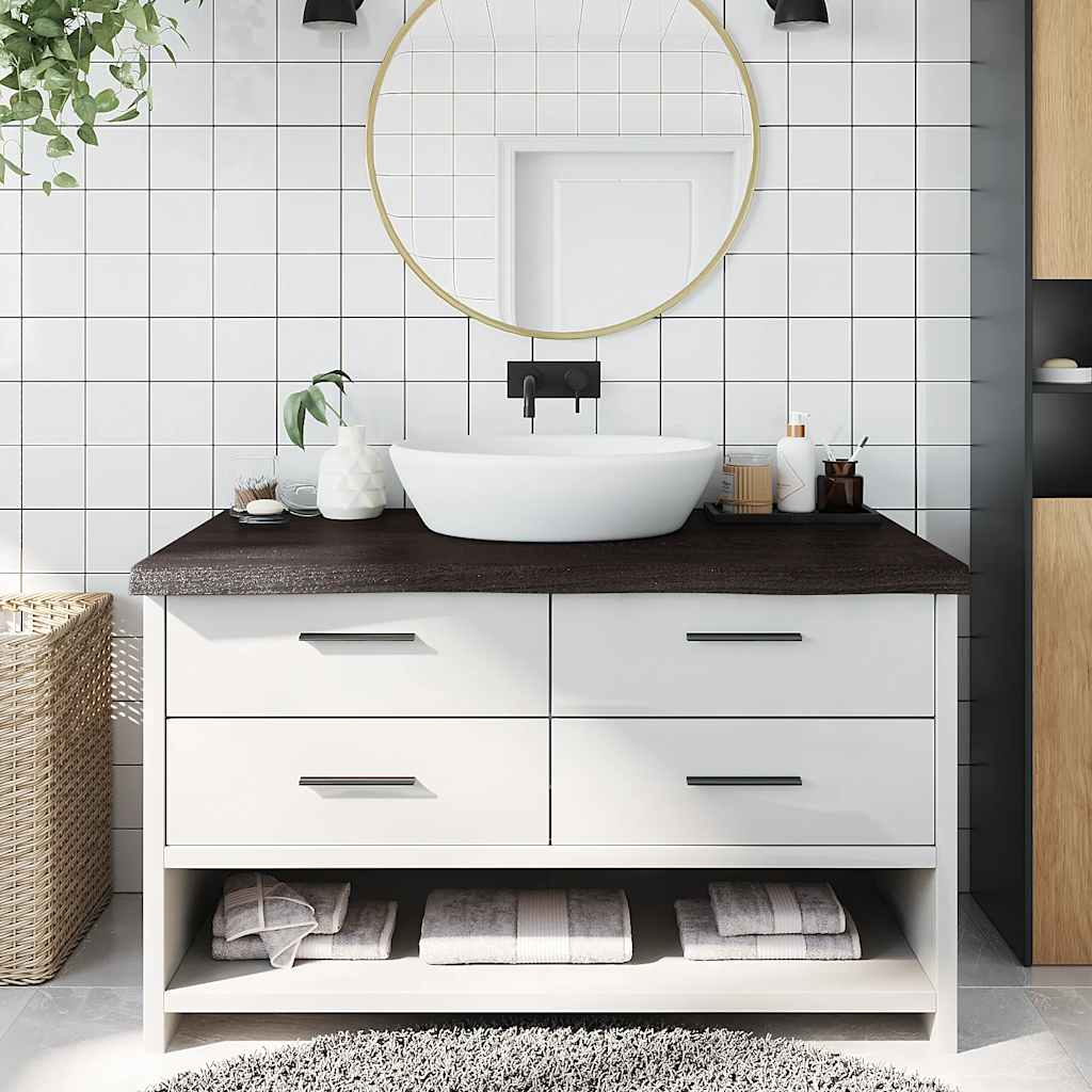 Bathroom Countertop 100x60x(2-6) Solid Wood Dark Brown 100 cm