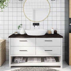Bathroom Countertop 100x60x(2-4) Solid Wood Dark Brown 140 cm