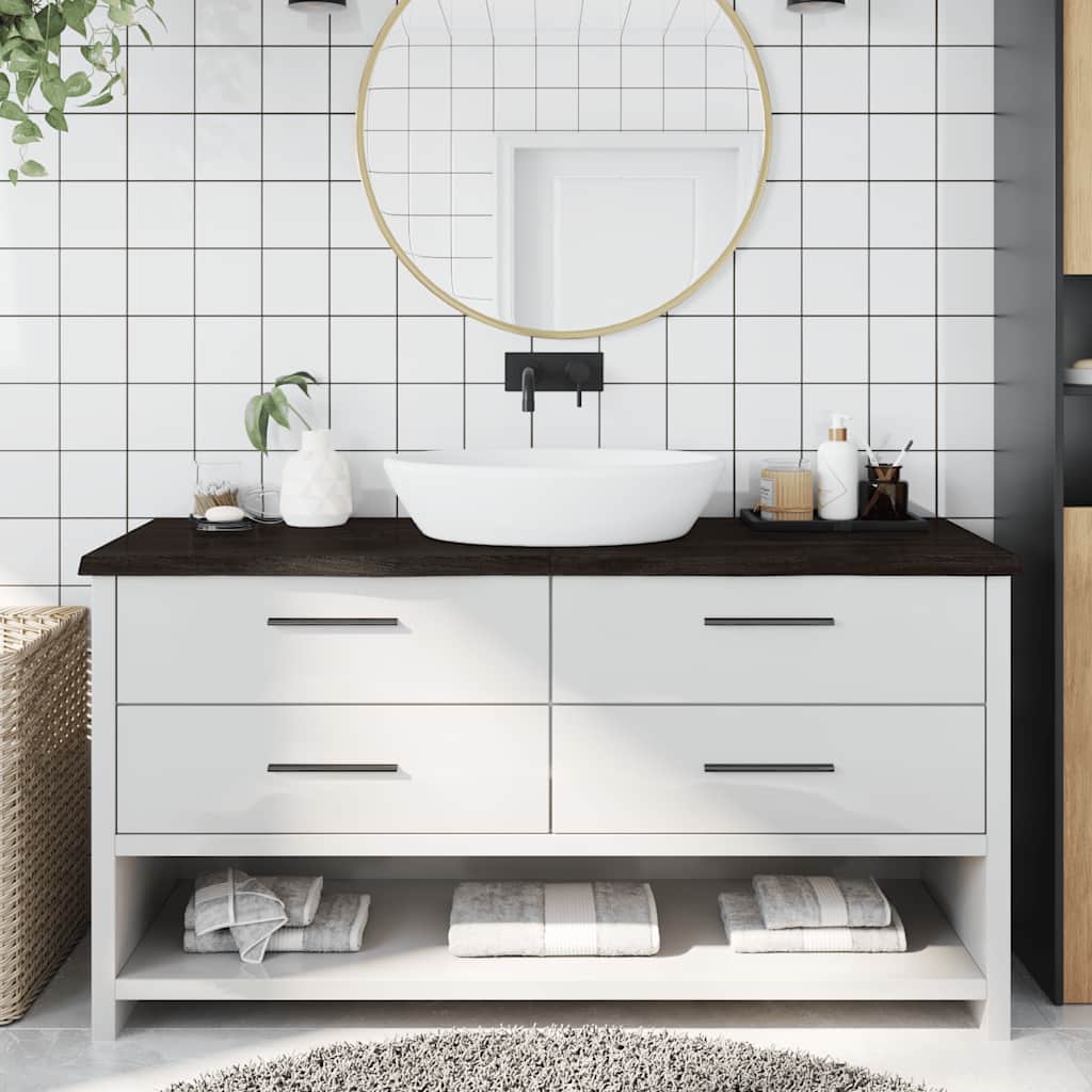 Bathroom Countertop 100x60x(2-4) Solid Wood Dark Brown 160 cm