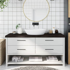 Bathroom Countertop 100x60x(2-6) Solid Wood Dark Brown 160 cm