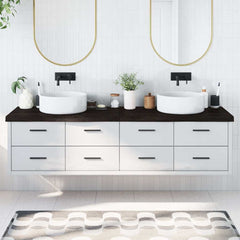 Bathroom Countertop 100x50x(2-6) Solid Wood Dark Brown 200 cm