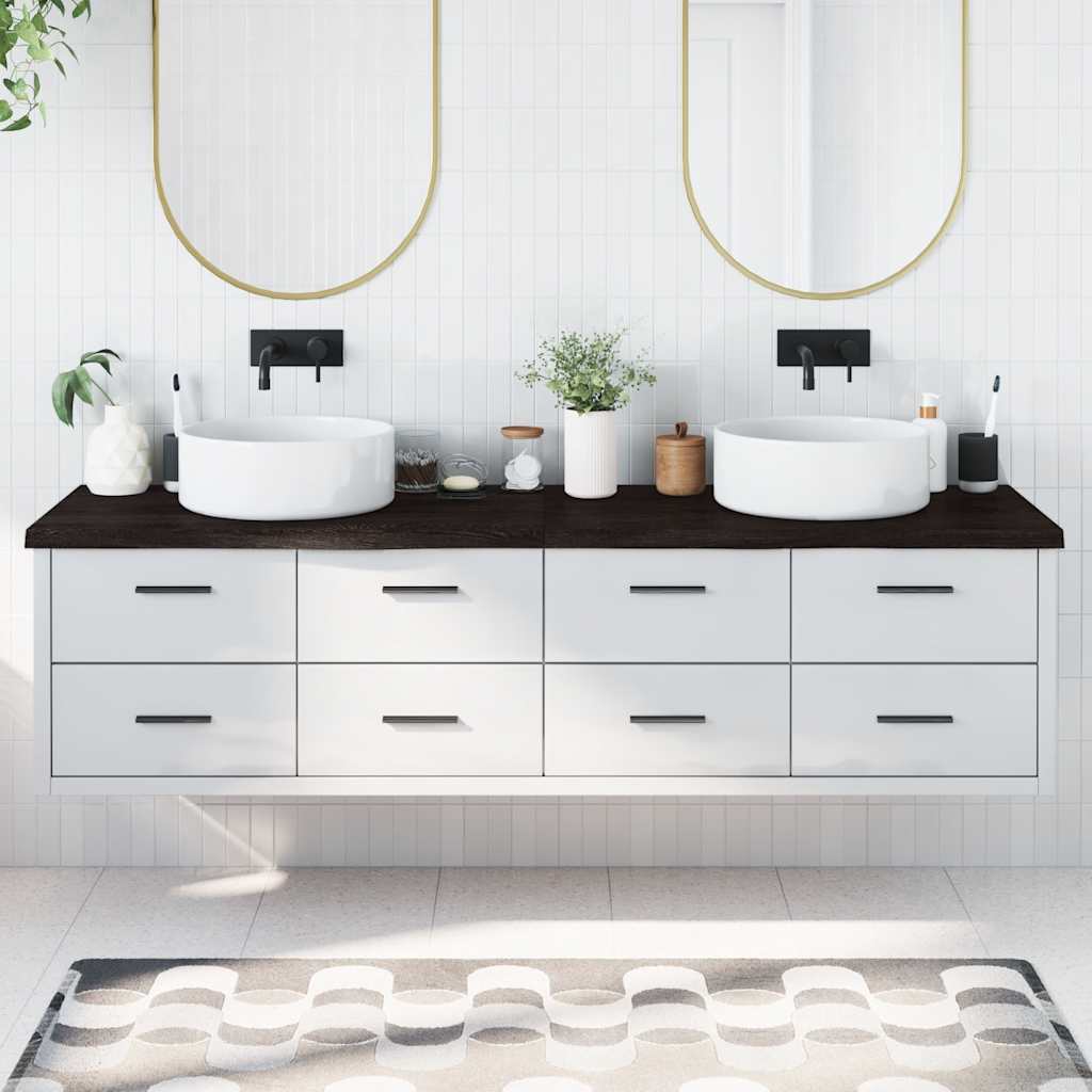 Bathroom Countertop 100x60x(2-4) Solid Wood Dark Brown 200 cm