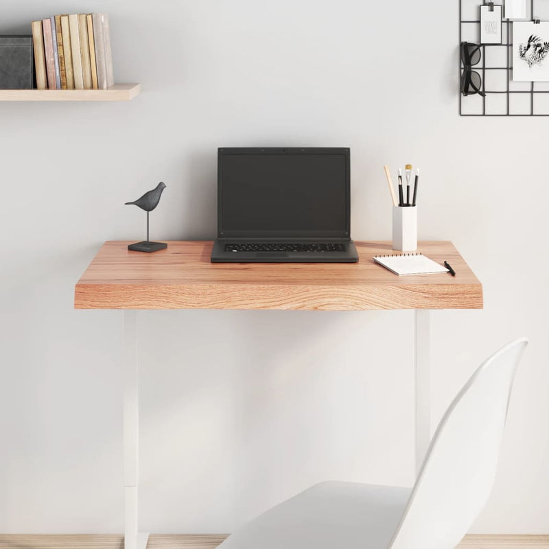 Table Top Light Brown 80x40x(2-6) cm Treated Solid Wood Oak