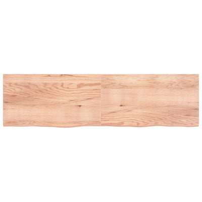 Table Top Light Brown 220x60x(2-4) cm Treated Solid Wood Oak