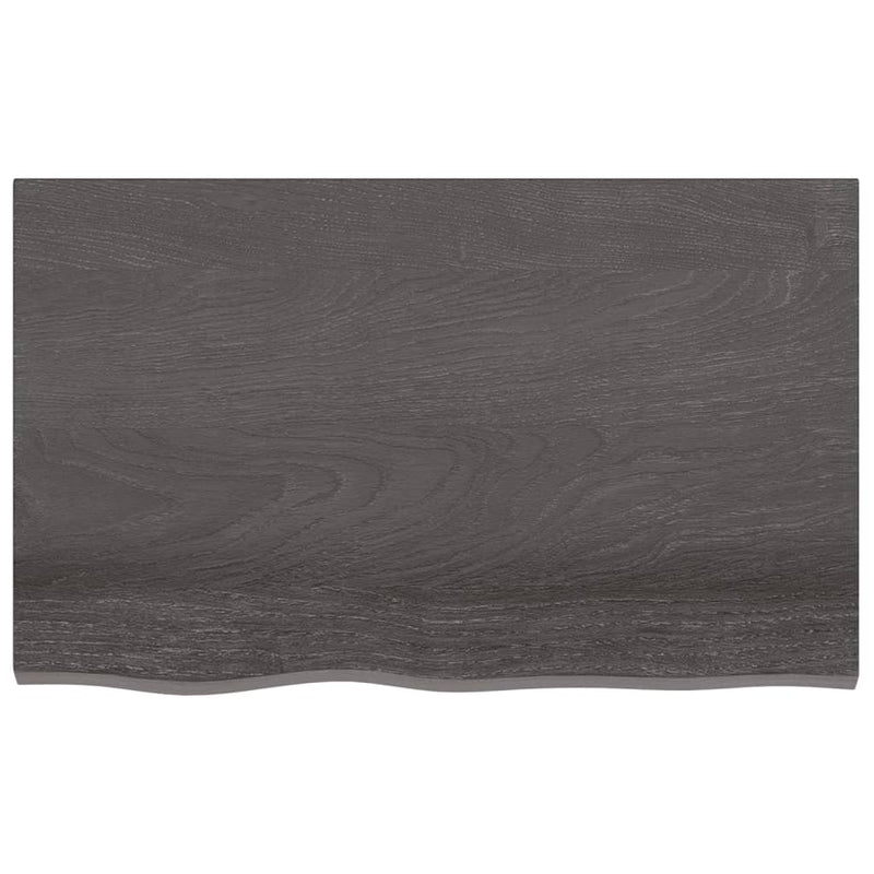 Table Top Dark Brown 80x50x(2-6) cm Treated Solid Wood Oak